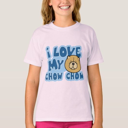 I Love My Chow Chow Girl's Ringer T-Shirt (Devant)
