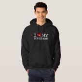 "I Love My Doberman" Hoodie - Black (Voorkant volledig)