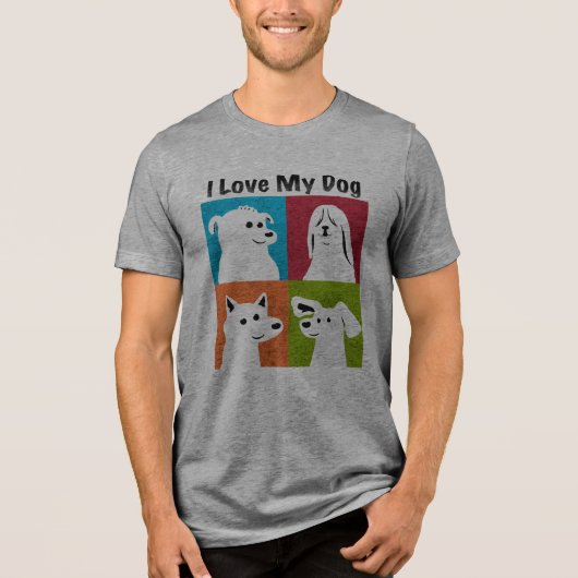 i love my dog cute Tri-Blend shirt (Voorkant)