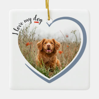 I Love My Dog Heart Photo Sierkussen Keramisch Ornament