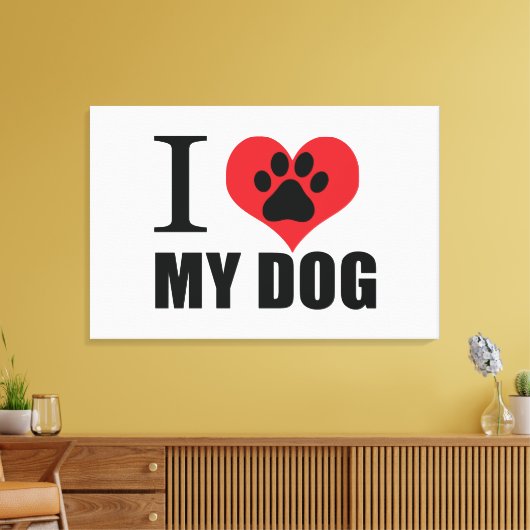 I love my dog throw pillow canvas afdruk (Insitu (Woonkamer))