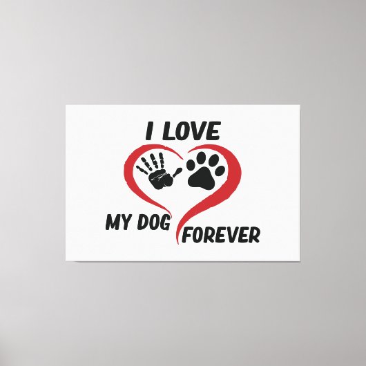 I love my dog throw pillow canvas afdruk (Voorkant)