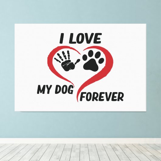 I love my dog throw pillow canvas afdruk (Insitu (Houten vloer))