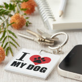 I love my dog throw pillow sleutelhanger (Voorkant Rechts)