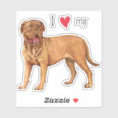 I Love my Dogue de Bordeaux Vinyl Sticker (Feuille)