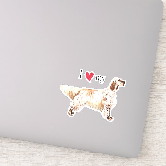 I Love my English Setter Vinyl Sticker (Détail)