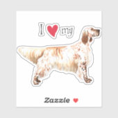 I Love my English Setter Vinyl Sticker (Feuille)