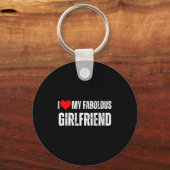 I Love My Fabulous Girlfriend Retro Style Valentin Sleutelhanger (Voorkant)