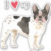 I Love my French Bulldog Vinyl Sticker (Devant)