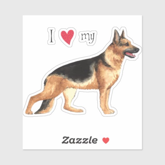 I Love my German Shepherd Vinyl Sticker (Feuille)