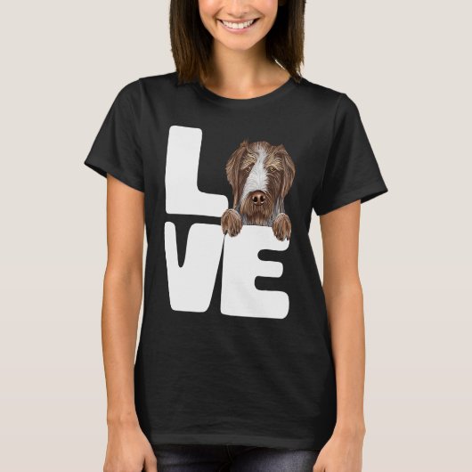 I Love My German Wirehaired Pointer Dog T-shirt (Voorkant)