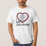 I Love My Girlfriend Photo T-Shirt<br><div class="desc">Créez votre propre t-shirt élégant rouge bordeaux foncé et vert turquoise foncé I Love My Girlfriend plus que jamais Photo Text T-Shirt avec ce modèle simple en gras avec une police sans serif cool et une photo de petite amie dans un coeur rouge immense. Ajoutez votre propre photo, votre nom...</div>
