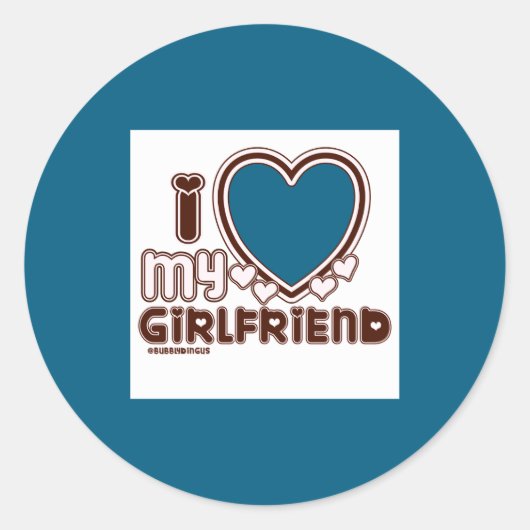 I Love My Girlfriend Ronde Sticker (Voorkant)
