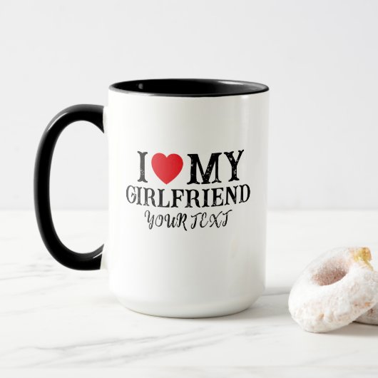 I Love My Girlfriend,valentine gift Mok (Met donut)