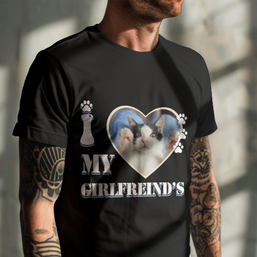 I Love My Girlfriend's personnalisé noir T-shirt