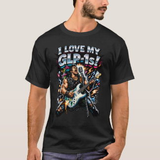 I Love My GLP-1s Rock Guitarist Neon Graphic T-shirt