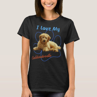 I Love My Goldendoodle Best Dog Lover Paw Print! T-shirt