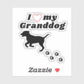 I Love My Granddog - Sticker pour grand chien (Feuille)