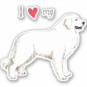 I Love my Great Pyrenees Vinyl Sticker (Devant)