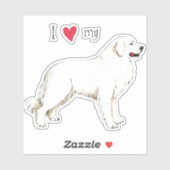 I Love my Great Pyrenees Vinyl Sticker (Feuille)