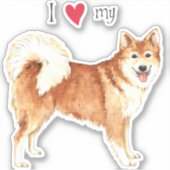 I Love my Icelandic Sheepdog Vinyl Sticker (Devant)
