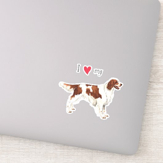 I Love my Irish Red and White Setter Vinyl Sticker (Détail)