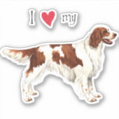 I Love my Irish Red and White Setter Vinyl Sticker (Devant)