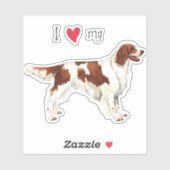 I Love my Irish Red and White Setter Vinyl Sticker (Feuille)