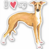 I Love my Italian Greyhound Vinyl Sticker (Devant)