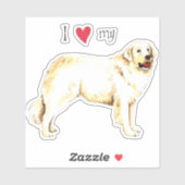 I Love my Kuvasz Vinyl Sticker (Feuille)