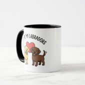I Love My Labradors Mug – Cute Yellow & Chocolate  (Devant gauche)