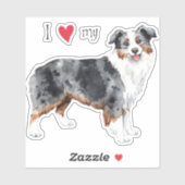 I Love my Mini American Shepherd Vinyl Sticker (Feuille)