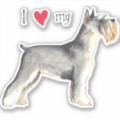 I Love my Miniature Schnauzer Vinyl Sticker (Devant)