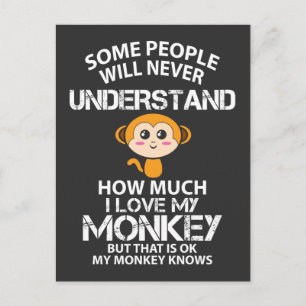 I Love My Monkey - Grappig Dierenvriend cadeau ide Briefkaart