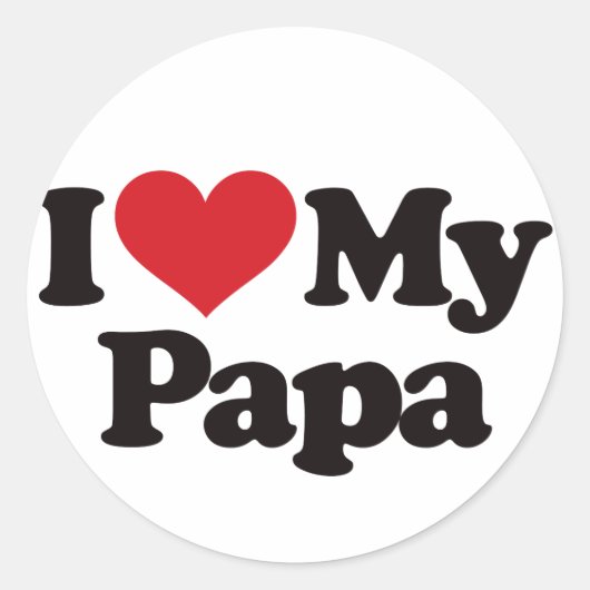I Love My Papa Ronde Sticker (Voorkant)