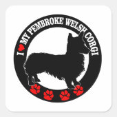 I Love My Pembroke Welsh Corgi Sticker Carré (Devant)