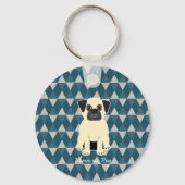 I love my Pug, Blue diamonds pattern Sleutelhanger (Achterkant)