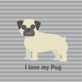 I love my Pug Gray Lined Sticker (Voorkant)