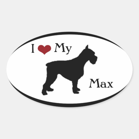 I Love My Schnauzer Oval Sticker (Devant)