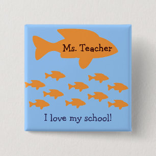 I Love My School Personalized Teacher Name Tag Vierkante Button 5,1 Cm