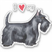 I Love my Scottish Terrier Vinyl Sticker (Devant)