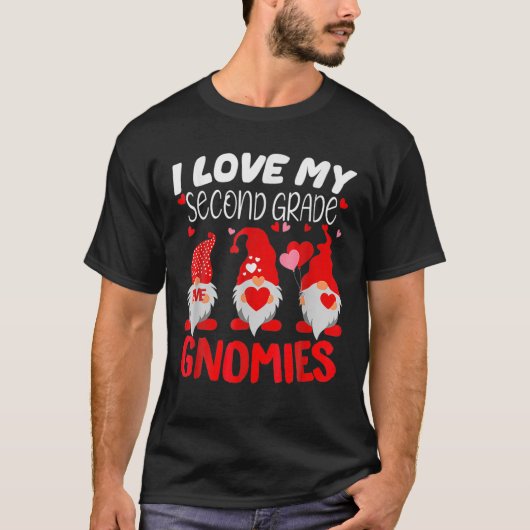 I Love My Second Grade Gnomies Funny Valentine Hea T-shirt (Voorkant)