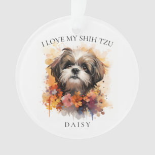 I Love My Shih Tzu Floral Dog Portrait