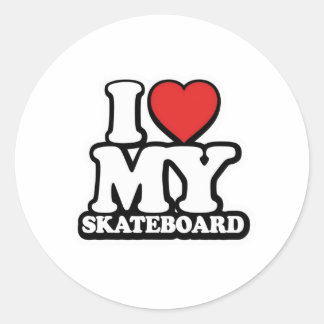 I LOVE MY SKATEBOARD! RONDE STICKER