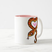 I Love My Snake (pas soortnaam aan) Tweekleurige Koffiemok (Voorkant rechts)