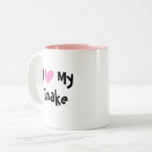 I Love My Snake (pas soortnaam aan) Tweekleurige Koffiemok (Voorkant links)