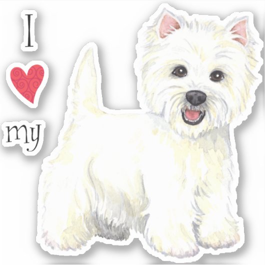I Love my Westie Vinyl Sticker (Devant)