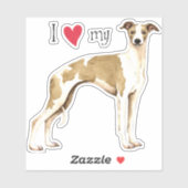I Love my Whippet Vinyl Sticker (Feuille)