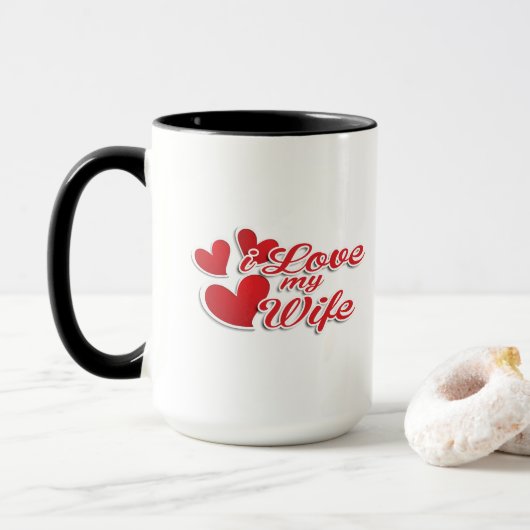"I Love My Wife" Mok, Hearts Design Mok (Met donut)