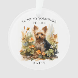 I Love My Yorkshire Terrier Floral Chien Portrait